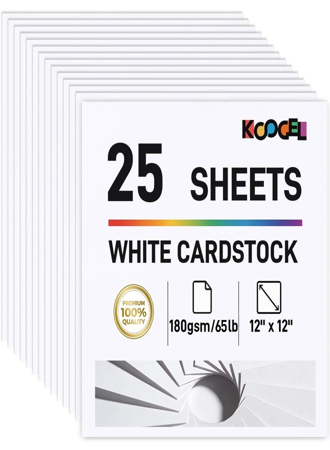 Koogel 25 Sheets 12x12 White Cardstock Paper, 65LB/180GSM Square Paper for Scrapbooking, Card Making, Invitations and DIY Project Pack - Image 1